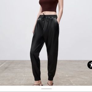 ZARA Leather joggers size large New w/ Tags